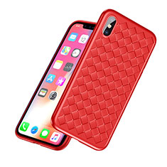 Custodia Silicone Morbida Spigato per Apple iPhone X Rosso