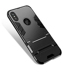 Custodia Silicone Opaca con Supporto per Apple iPhone X Nero