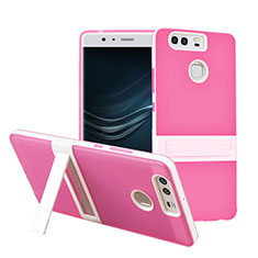 Custodia Silicone Opaca con Supporto per Huawei P9 Plus Rosa