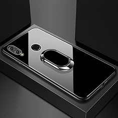 Custodia Silicone Specchio Laterale Cover con Magnetico Anello Supporto per Huawei Honor V10 Lite Nero
