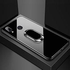 Custodia Silicone Specchio Laterale Cover con Magnetico Anello Supporto per Huawei P20 Lite Nero