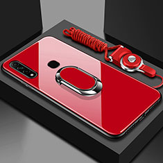 Custodia Silicone Specchio Laterale Cover con Magnetico Anello Supporto per Oppo A31 Rosso