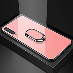 Custodia Silicone Specchio Laterale Cover con Magnetico Anello Supporto per Samsung Galaxy A70S Oro Rosa