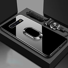 Custodia Silicone Specchio Laterale Cover con Magnetico Anello Supporto per Samsung Galaxy S10 Nero