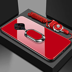 Custodia Silicone Specchio Laterale Cover con Magnetico Anello Supporto per Vivo S1 Pro Rosso