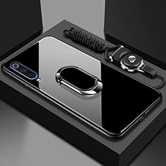 Custodia Silicone Specchio Laterale Cover con Magnetico Anello Supporto per Xiaomi Mi A3 Nero