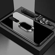 Custodia Silicone Specchio Laterale Cover con Magnetico Anello Supporto per Xiaomi Poco X2 Nero