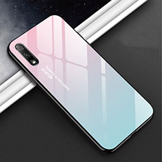 Custodia Silicone Specchio Laterale Cover M02 per Huawei Y9 Prime (2019) Ciano