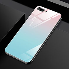 Custodia Silicone Specchio Laterale Cover M02 per Oppo A5 Azzurro