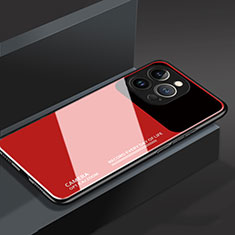 Custodia Silicone Specchio Laterale Cover M03 per Apple iPhone 13 Pro Rosso