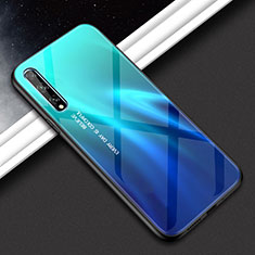 Custodia Silicone Specchio Laterale Cover per Huawei Y8p Ciano