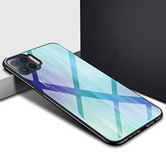 Custodia Silicone Specchio Laterale Cover per Oppo F17 Pro Ciano