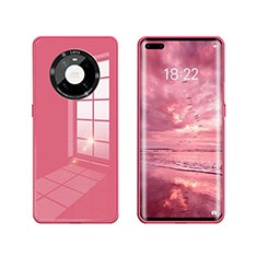 Custodia Silicone Specchio Laterale Cover T01 per Huawei Mate 40E Pro 5G Rosso Rosa