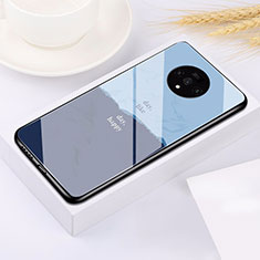 Custodia Silicone Specchio Laterale Cover T01 per OnePlus 7T Blu