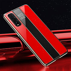 Custodia Silicone Specchio Laterale Cover T01 per Oppo Find X2 Rosso