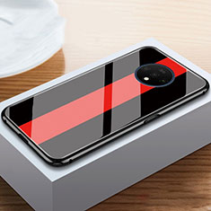 Custodia Silicone Specchio Laterale Cover T03 per OnePlus 7T Rosso