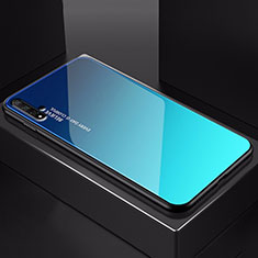 Custodia Silicone Specchio Laterale Sfumato Arcobaleno Cover H01 per Huawei Honor 20 Blu