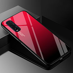 Custodia Silicone Specchio Laterale Sfumato Arcobaleno Cover H01 per Oppo Find X2 Rosso e Nero