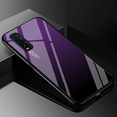 Custodia Silicone Specchio Laterale Sfumato Arcobaleno Cover H01 per Oppo Find X2 Viola