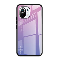 Custodia Silicone Specchio Laterale Sfumato Arcobaleno Cover H01 per Xiaomi Mi 11 Lite 5G NE Viola