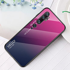 Custodia Silicone Specchio Laterale Sfumato Arcobaleno Cover H01 per Xiaomi Mi Note 10 Pro Rosa Caldo
