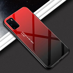 Custodia Silicone Specchio Laterale Sfumato Arcobaleno Cover H02 per Huawei Honor View 30 Pro 5G Rosso