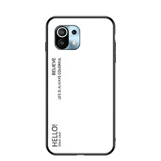 Custodia Silicone Specchio Laterale Sfumato Arcobaleno Cover H02 per Xiaomi Mi 11 Lite 5G Bianco