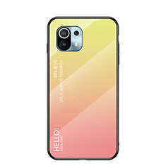 Custodia Silicone Specchio Laterale Sfumato Arcobaleno Cover H02 per Xiaomi Mi 11 Lite 5G Giallo