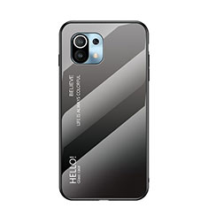 Custodia Silicone Specchio Laterale Sfumato Arcobaleno Cover H02 per Xiaomi Mi 11 Lite 5G Grigio