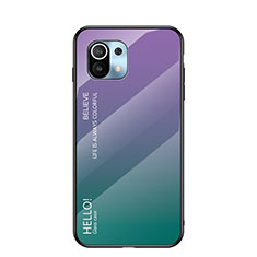 Custodia Silicone Specchio Laterale Sfumato Arcobaleno Cover H02 per Xiaomi Mi 11 Lite 5G NE Viola