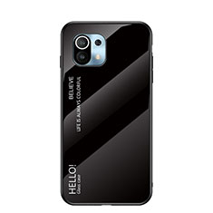 Custodia Silicone Specchio Laterale Sfumato Arcobaleno Cover H02 per Xiaomi Mi 11 Lite 5G Nero