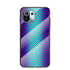 Custodia Silicone Specchio Laterale Sfumato Arcobaleno Cover H03 per Xiaomi Mi 11 5G Blu