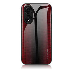 Custodia Silicone Specchio Laterale Sfumato Arcobaleno Cover JM1 per Huawei Honor X5 Plus Rosso