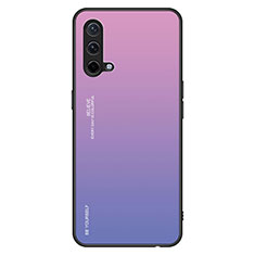 Custodia Silicone Specchio Laterale Sfumato Arcobaleno Cover JM1 per OnePlus Nord CE 5G Lavanda