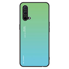 Custodia Silicone Specchio Laterale Sfumato Arcobaleno Cover JM1 per OnePlus Nord CE 5G Verde