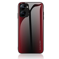 Custodia Silicone Specchio Laterale Sfumato Arcobaleno Cover JM1 per Realme 10S 5G Rosso