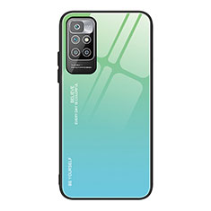 Custodia Silicone Specchio Laterale Sfumato Arcobaleno Cover JM1 per Xiaomi Redmi 10 4G Azzurro