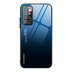 Custodia Silicone Specchio Laterale Sfumato Arcobaleno Cover JM1 per Xiaomi Redmi 10 4G Blu