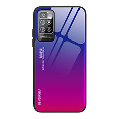 Custodia Silicone Specchio Laterale Sfumato Arcobaleno Cover JM1 per Xiaomi Redmi 10 4G Rosa Caldo