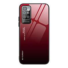 Custodia Silicone Specchio Laterale Sfumato Arcobaleno Cover JM1 per Xiaomi Redmi 10 4G Rosso