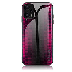 Custodia Silicone Specchio Laterale Sfumato Arcobaleno Cover JM1 per Xiaomi Redmi Note 12 Turbo 5G Rosa Caldo