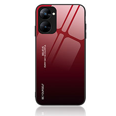 Custodia Silicone Specchio Laterale Sfumato Arcobaleno Cover JM2 per Realme V20 5G Rosso