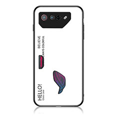 Custodia Silicone Specchio Laterale Sfumato Arcobaleno Cover LS1 per Asus ROG Phone 7 Pro Bianco