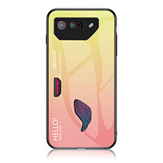 Custodia Silicone Specchio Laterale Sfumato Arcobaleno Cover LS1 per Asus ROG Phone 7 Ultimate Giallo