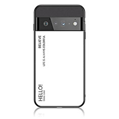 Custodia Silicone Specchio Laterale Sfumato Arcobaleno Cover LS1 per Google Pixel 6 Pro 5G Bianco