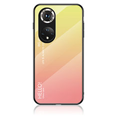 Custodia Silicone Specchio Laterale Sfumato Arcobaleno Cover LS1 per Huawei Honor 50 Pro 5G Giallo