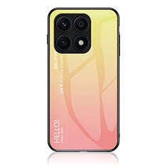 Custodia Silicone Specchio Laterale Sfumato Arcobaleno Cover LS1 per Huawei Honor 70 Lite 5G Giallo