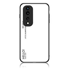 Custodia Silicone Specchio Laterale Sfumato Arcobaleno Cover LS1 per Huawei Honor 70 Pro+ Plus 5G Bianco