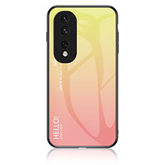 Custodia Silicone Specchio Laterale Sfumato Arcobaleno Cover LS1 per Huawei Honor 80 Pro 5G Giallo