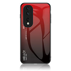 Custodia Silicone Specchio Laterale Sfumato Arcobaleno Cover LS1 per Huawei Honor 80 Pro Flat 5G Rosso